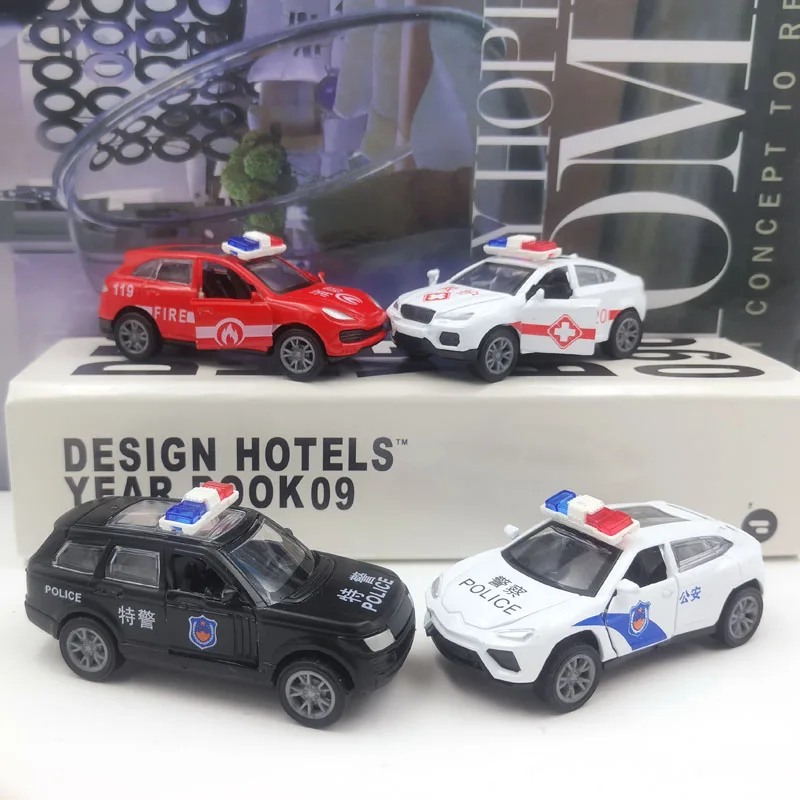 Alloy Wholesale Pull Back Car Diecast Police Car Door Open Matel Car 1 64 Scale Simulation Toy Kits