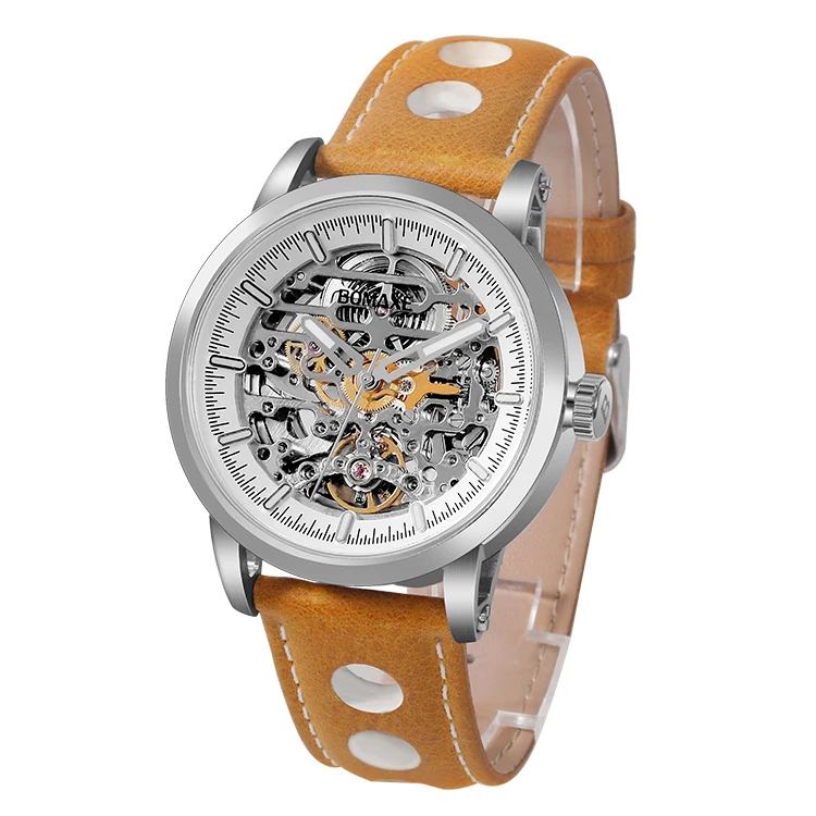 BOMAXE Hot Sale Golden Color Skeleton Watches Logo Customization Creative Skeleton Watch Transparent Skeleton Watch