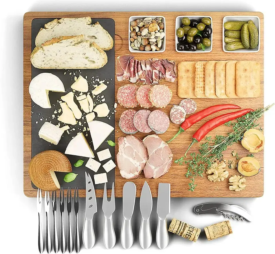 Premium Luxury Cheese Board Set Charcuterie Board Set and Cheese Platter Set | Acacia Meat and Cheese Board