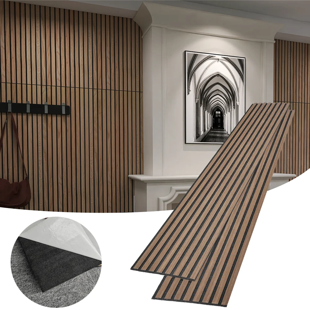 Kasaro Lightweight and convenient interior decoration acoustic wood self-adhesive 3d fluted wall panels