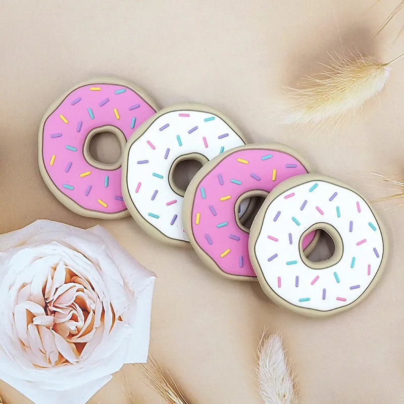Promotion Donut DIY Baby Teether Shower Cartoon Necklace Chewing Pacifier Dummy Sensory Toy Accessories Chew Necklace