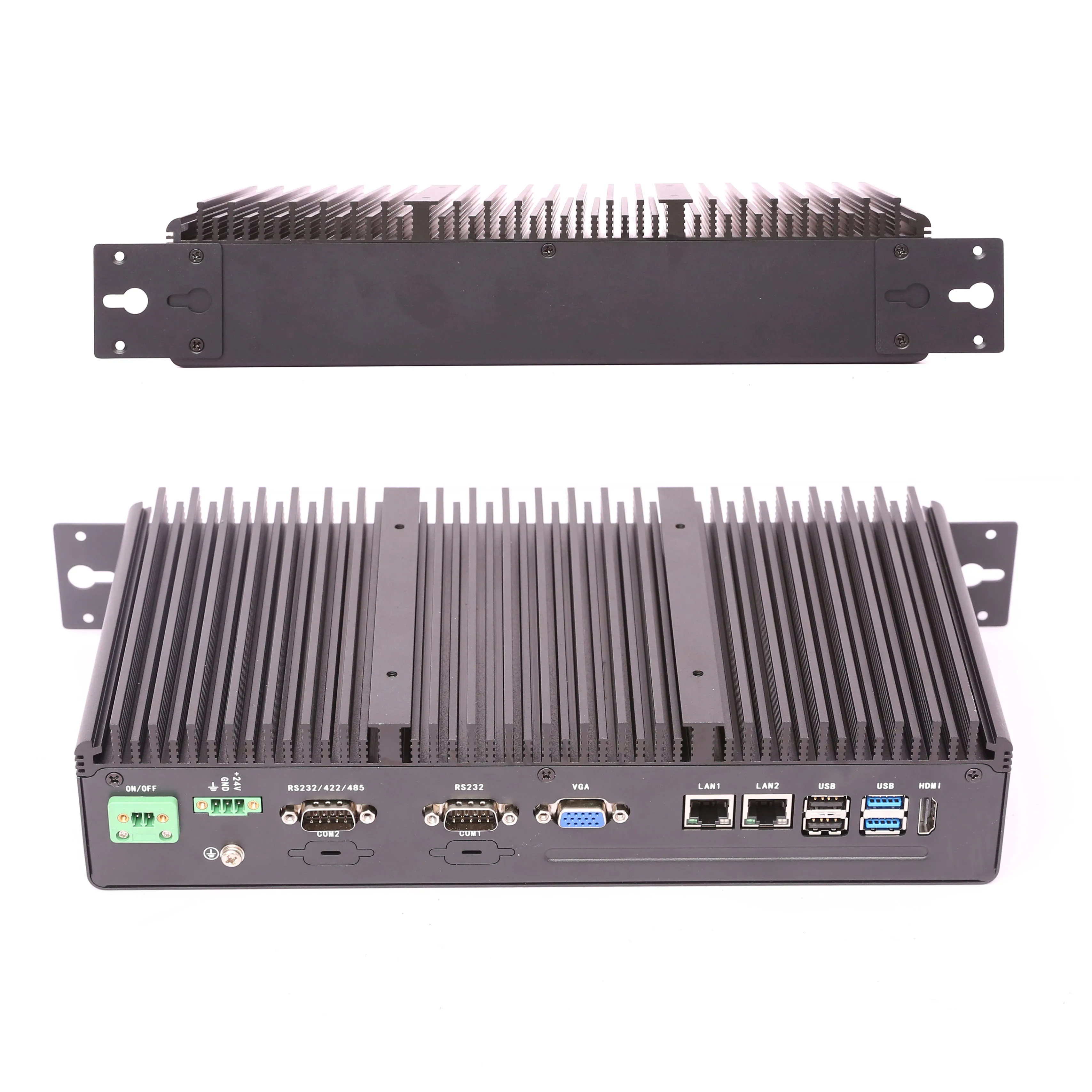 Fanless Dual LAN IOT Industrial Computer J6412 Linux PC with 2*LAN 1*RS232 1*RS232/RS485/RS422 1* H-DMI GPIO