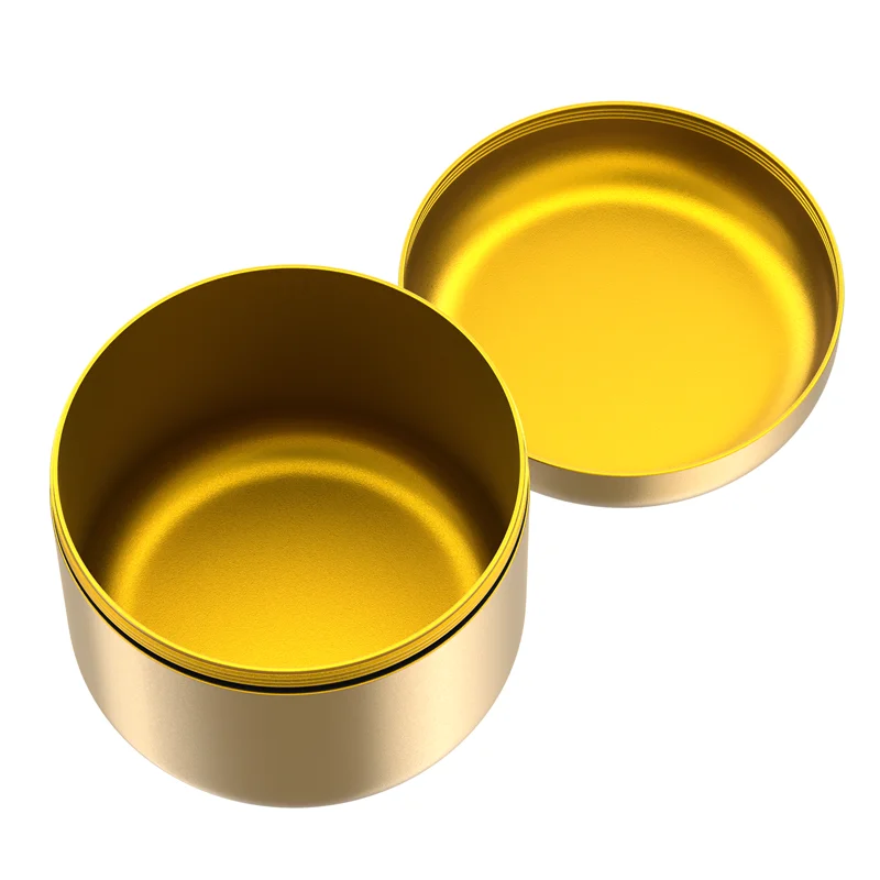 White Smell Proof Aluminium Round Herb Airtight Container Storage Boxes Metal Jar with Lids