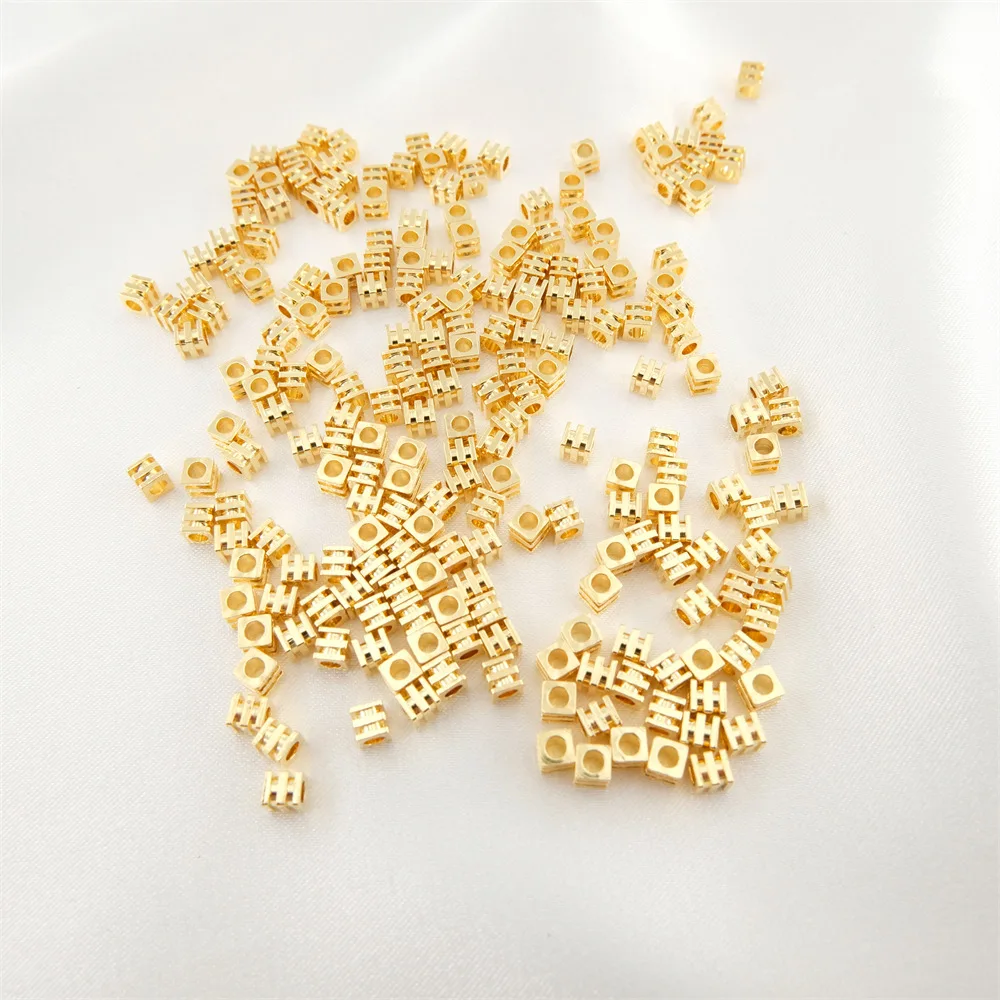 Hot Selling Silver and Gold Laser-Capable Engraved Jewelry Pendant Making Accessories Blank Stainless Steel Cube Square Beads