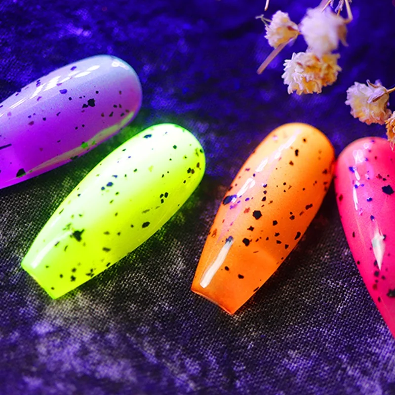 Egg Shell Effect Nail Gel Polish Clear Base Black Spot Luminous UV Gel Nail Polish For Nail Art Beauty
