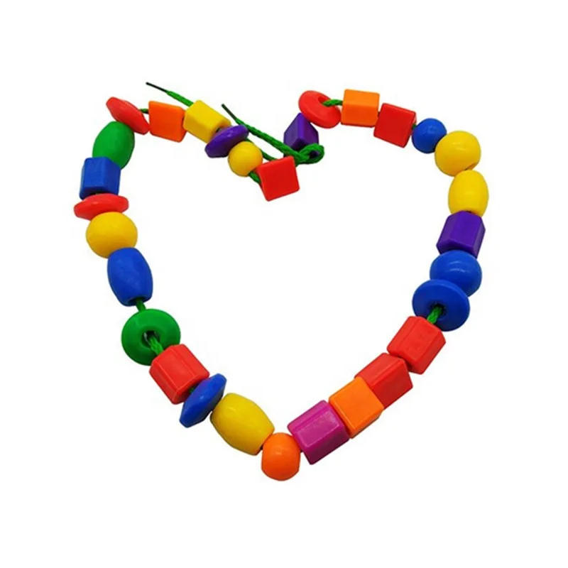 Small Lacing Beads for Kids Plastic Shapes Beads Colorful with Strings