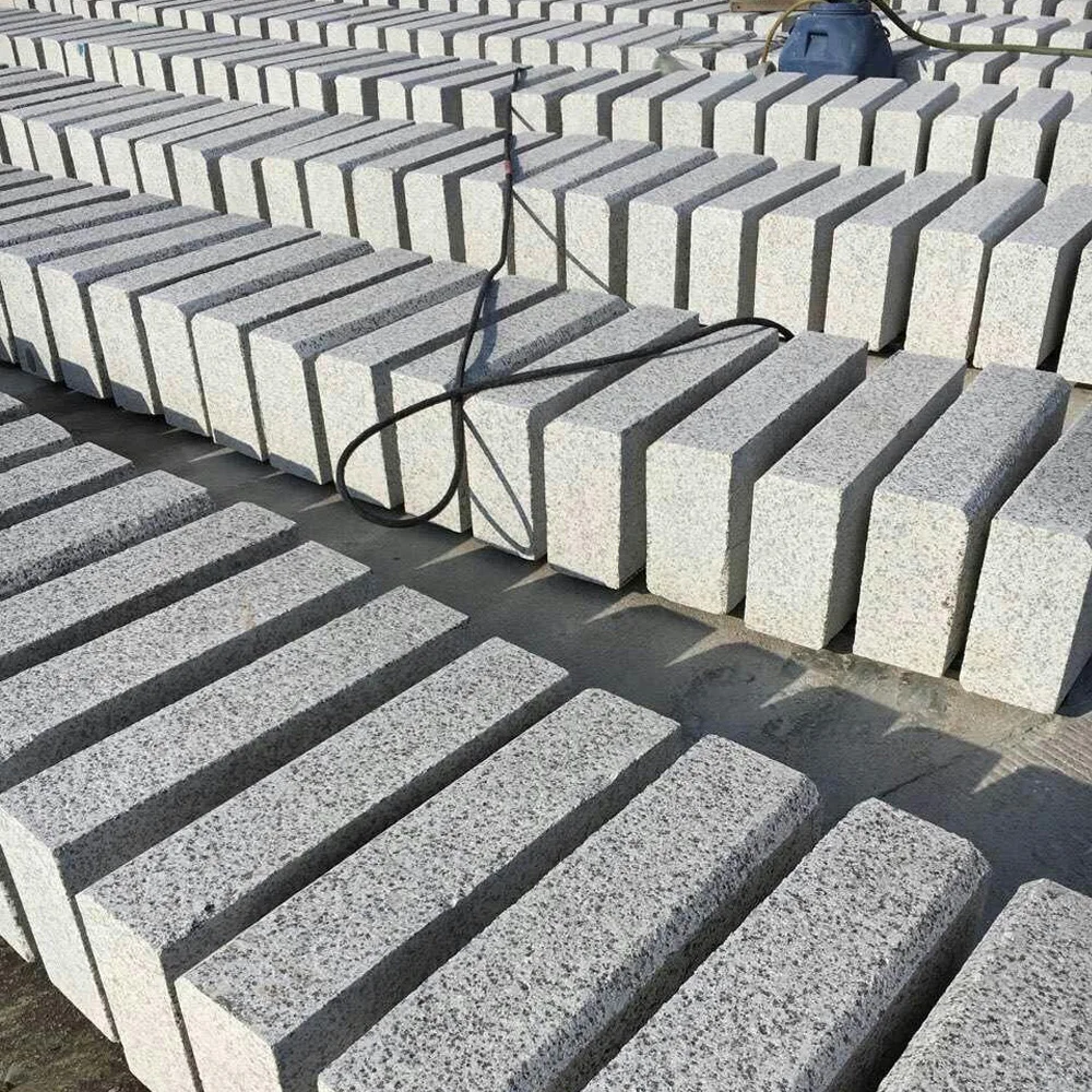 custom light grey white garden walking road side edge curb granite kerb stone