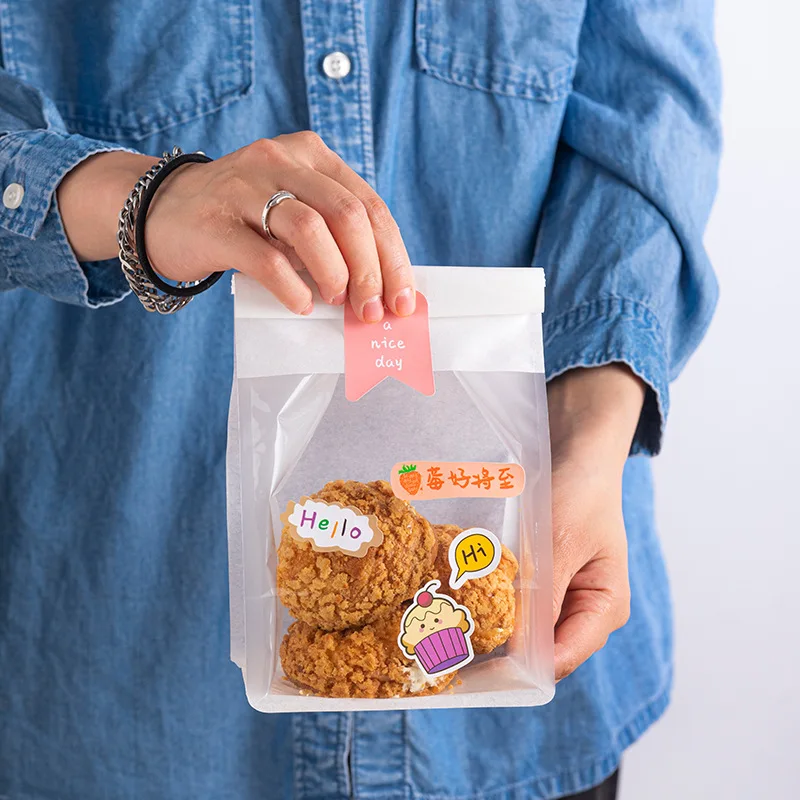 Disposable Iron Wire Sealing Open Window Plain Baking Bread Packing Kraft Paper Bag Pouch French Toast Packaging