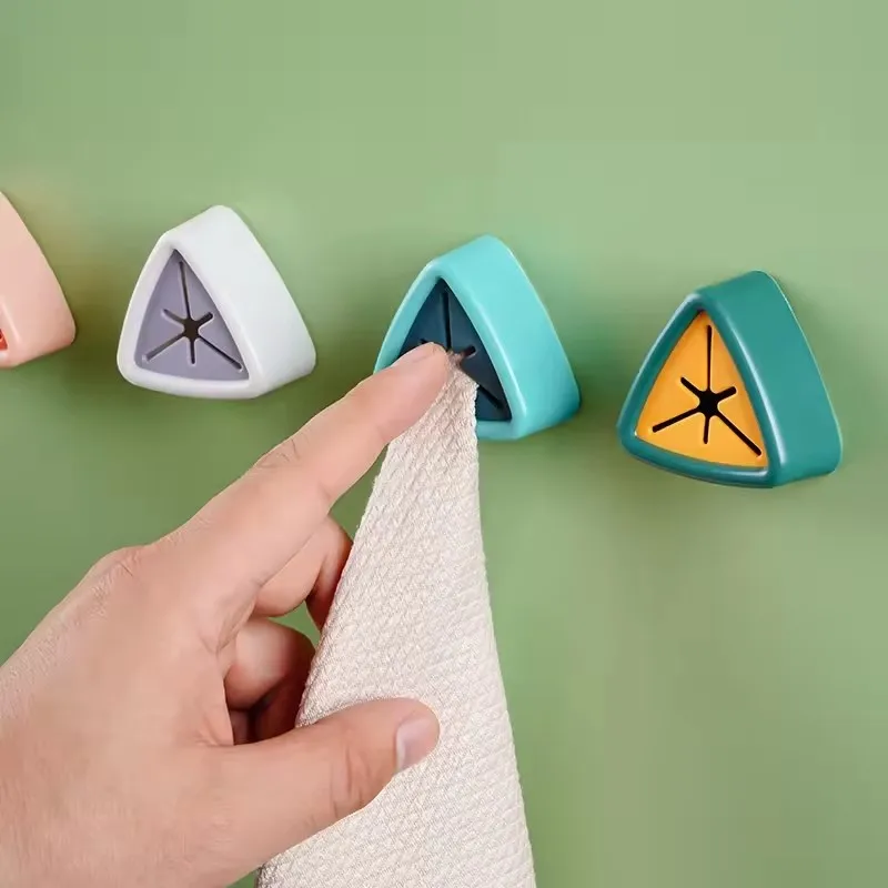 Hot Sale Self-Adhesive Push Towel Rack for Kitchen Bathroom Wall Hanger Non-Drilling Hooks Cutlery Grabber Convenient Storage