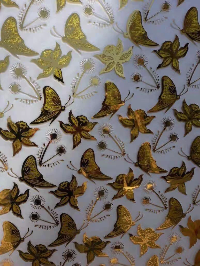 New style Flower Design Coated Art Decorative Building Glass for Door Window Partition and Ceiling Glass Decor house