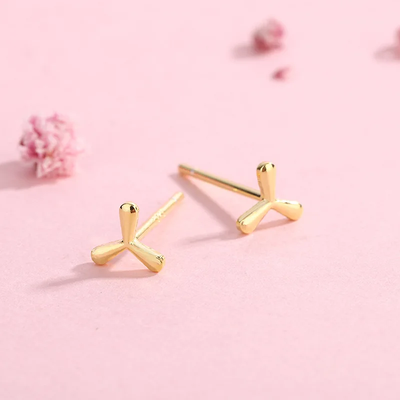 
Manufacturer Price New Trendy 18K Gold Plated Korean Mini Earrings Jewelry Thai Style Windmill Flower Shape Stud Earrings 