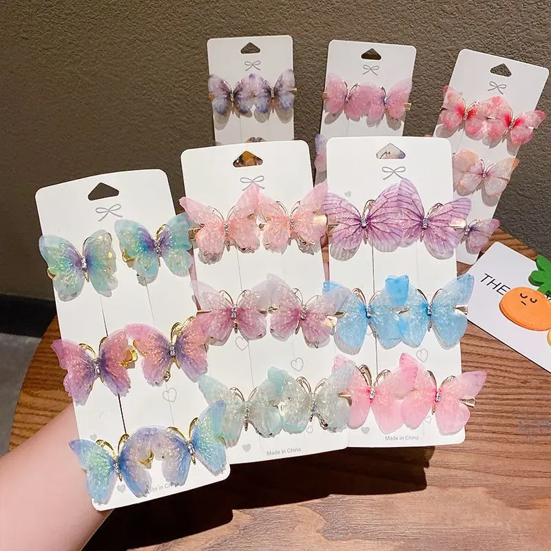 2024  6pcs/set New Fashion Temperament Butterfly Baby Girls Hairpins hair Clip hair accessories