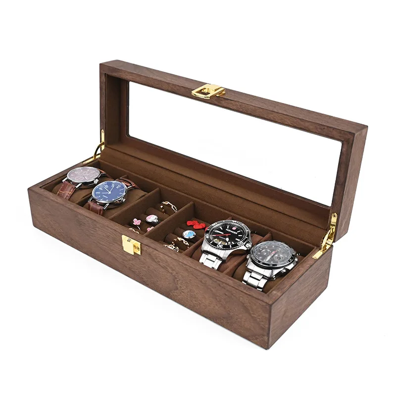 Spot Wholesale 6 -digit Watch Box Retro Wood 6 Grid Watch Collection Display Box Watch Box
