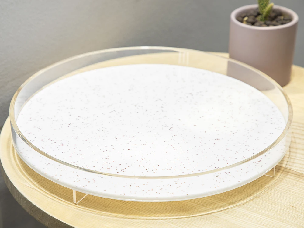 Clear+ Special White Acrylic Decor Lucite Tray Tea And Coffee Table Acrylic Serving Round Tray