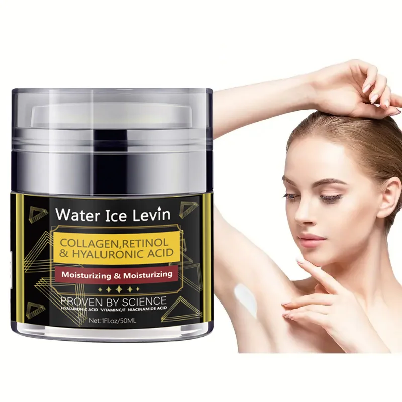Anti wrinkle facial and neck moisturizer contains hyaluronic acid and retinol but does not contain hydroxybenzoate