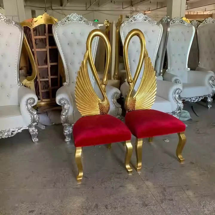 SF210511-28 Wholesale Cheap Luxury High Back Swan Wedding Chairs Throne Chairs for King and Queen Unique Design