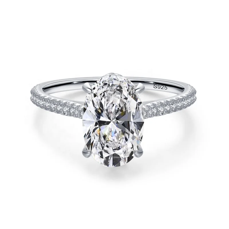 Best Selling 925 Sterling Silver Oval Cut Cubic Zirconia Wedding Engagement Promise Rings Trendy CZ Stone Ring For Women