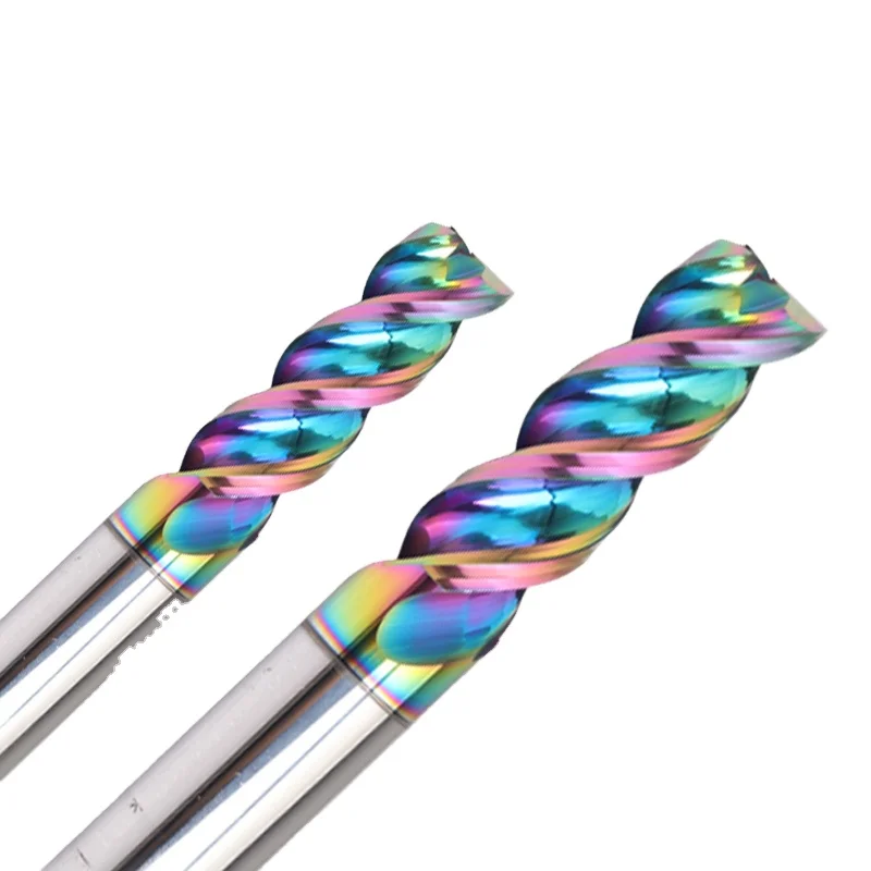 Colorful aluminum milling cutter color coating U slot high efficiency 3-blade tungsten steel knife solid alloy milling cutter