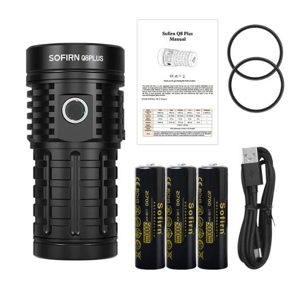 Sofirn 16000lm  Q8 plus Long Throwing Outdoor Strong Rechargeable LED Flashlight Waterproof Tactical Light with Power Bank Funct