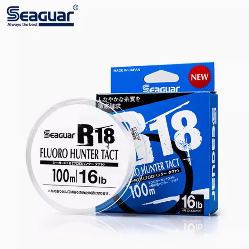 Seaguar R18 FLUORO HUNTER TACT  100% Fluorocarbon Test Carbon Fiber Monofilament 3LB-25LB River Lake Fishing Nylon