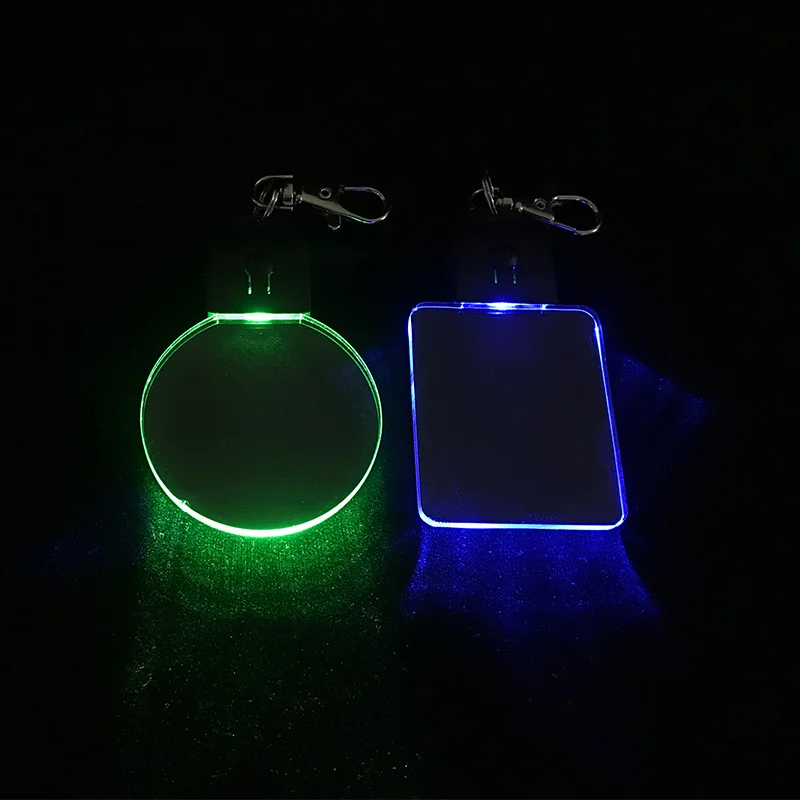 recharging 3d hologram led keychain acrylic key ring 7color change usb promotion items optical 3d lamp for business