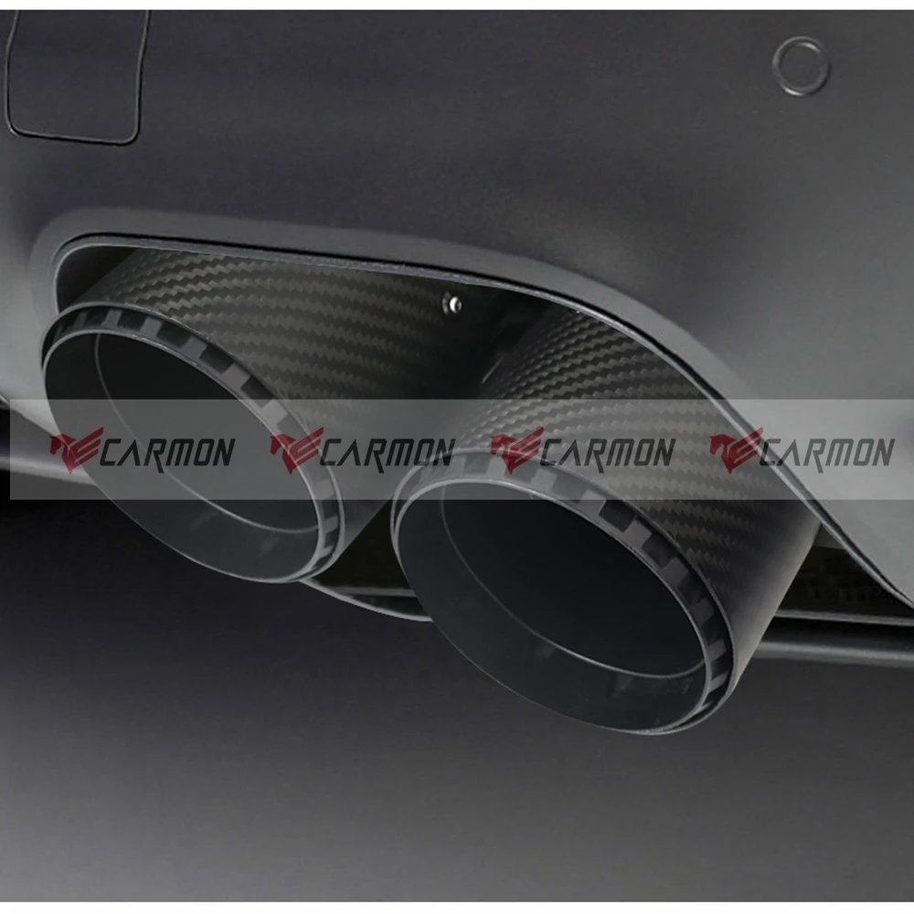 Universal Car Dual U Style Gear Shape Design Twill Carbon Fiber Exhaust Muffler Tips Tail Pipe Ends With Logo