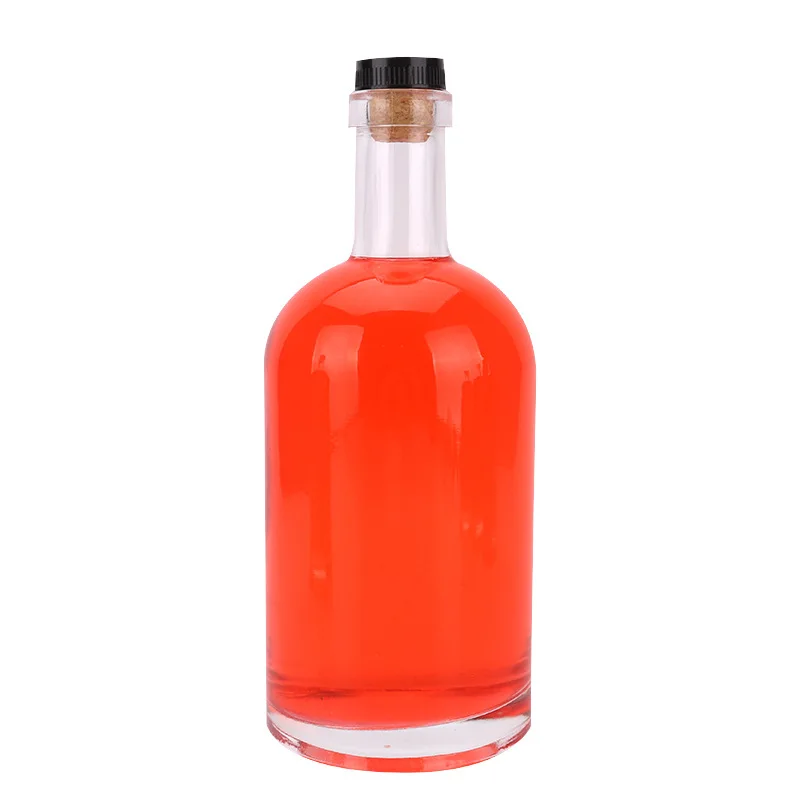Wholesale Brandy Gin Bottle Wine Whiskey Empty Bottle 500Ml 700Ml 750Ml 1000Ml Round Mini Liquor Vodka Glass Bottle