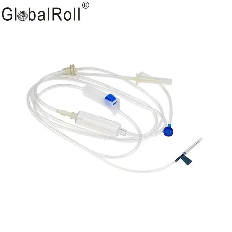 Disposable Medical Individual Package Portable Sterile IV Infusion Giving Fluid Drip Set With Regulator