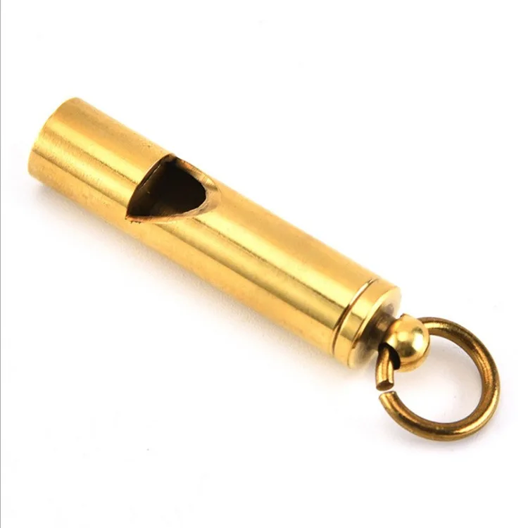 Vintage Brass Whistle Handmade Pure Brass Whistle Referee Survival Whistle Keychain pendant Outdoor supplies