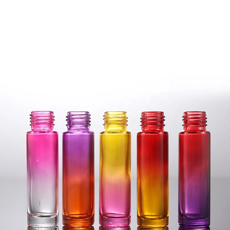 2019 hot sale high quality 10ml rainbow colored glass essential oil or perfume roller ball bottle