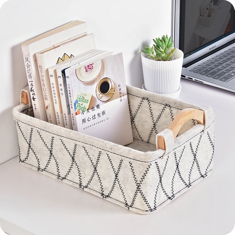 Felt storage baskets desktop storage box cosmetics sundries storage boxes