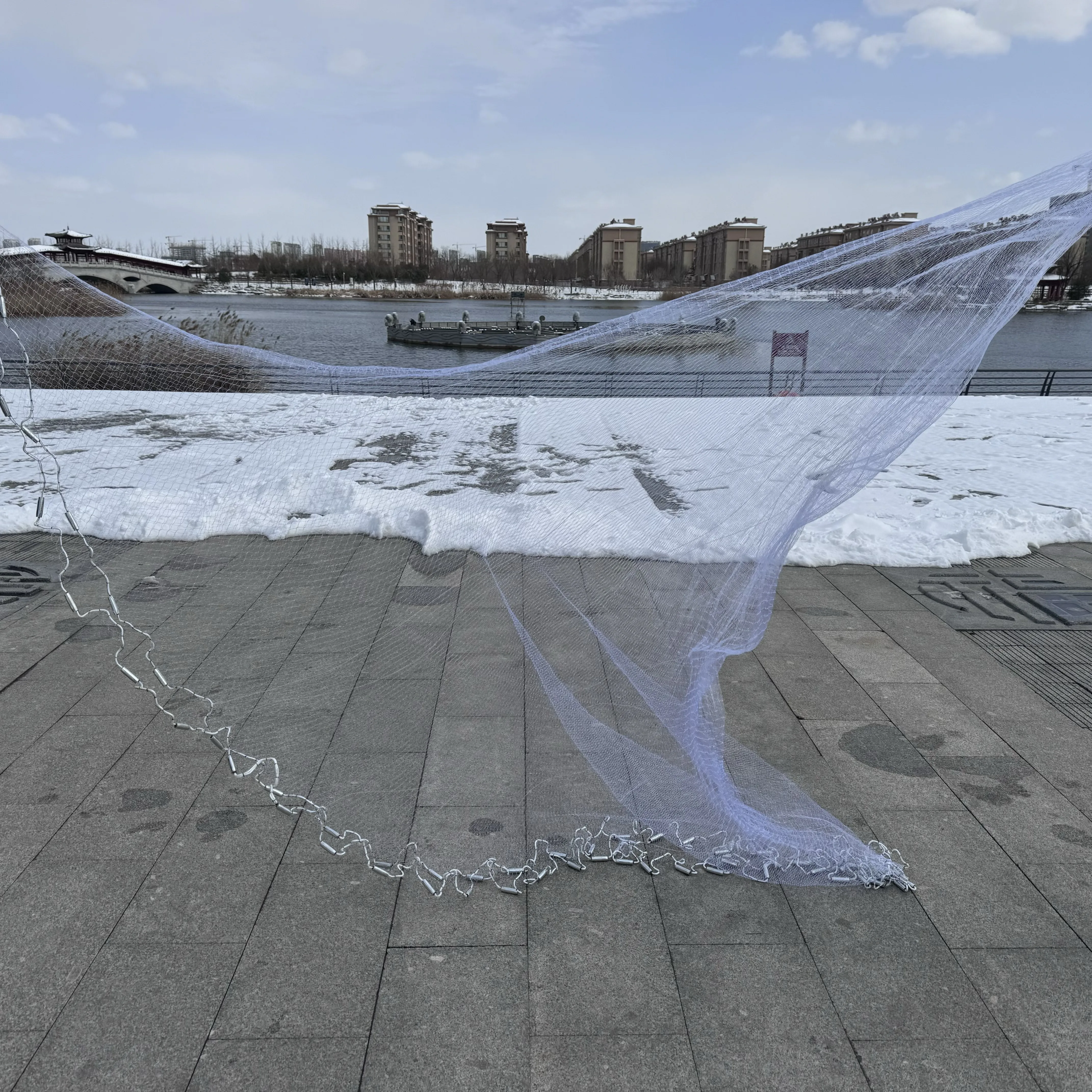 Factory sale white nylon 4~12 Feet casting nets for river and lake fishing cast net landing net