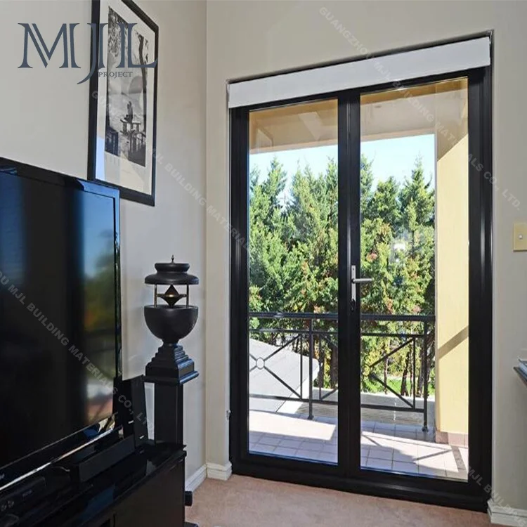 Professional Powder Coated Tempered Glass Aluminum Double Swing Tempered Glass Door