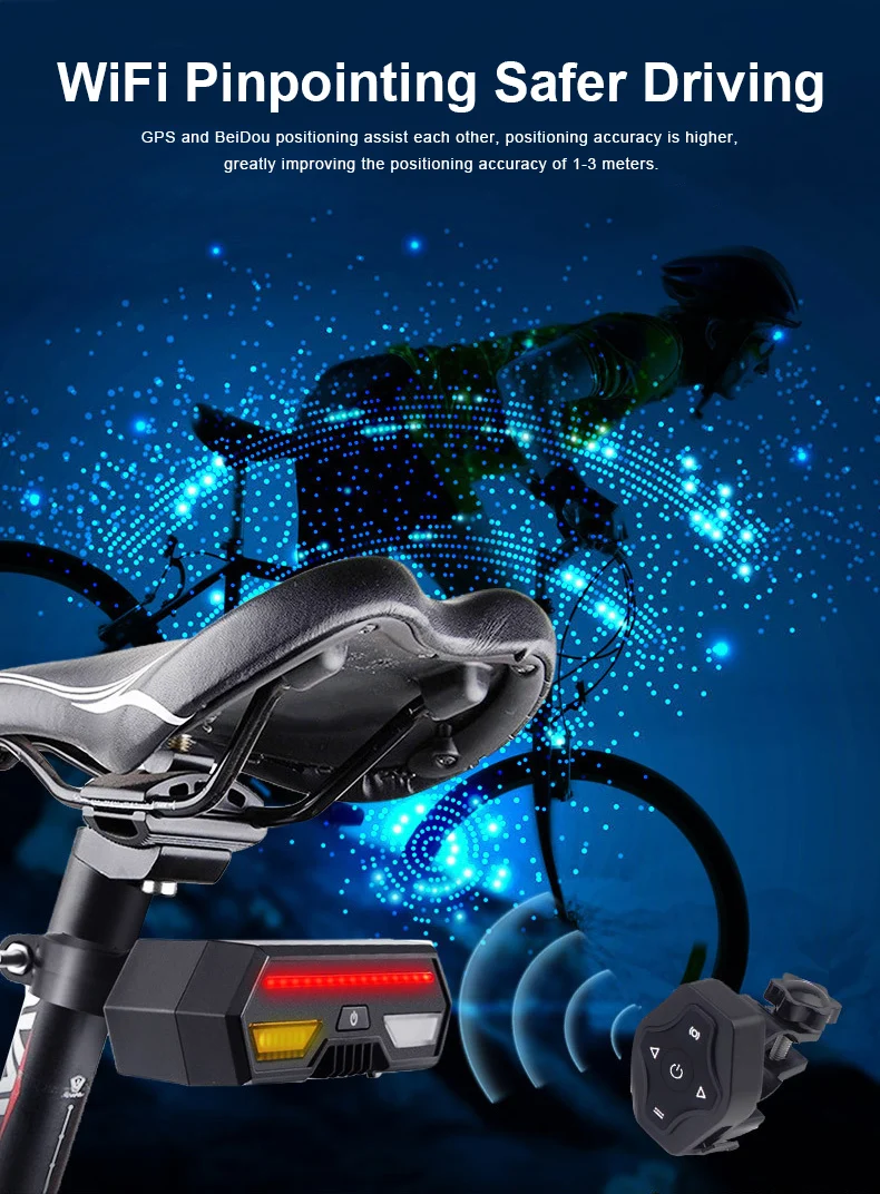 Beidou Satellite LBS WIFI GPS Locator Bike Motorcycle Turn signal Light Waterproof Intelligent Warning Light Anti-theft tracker