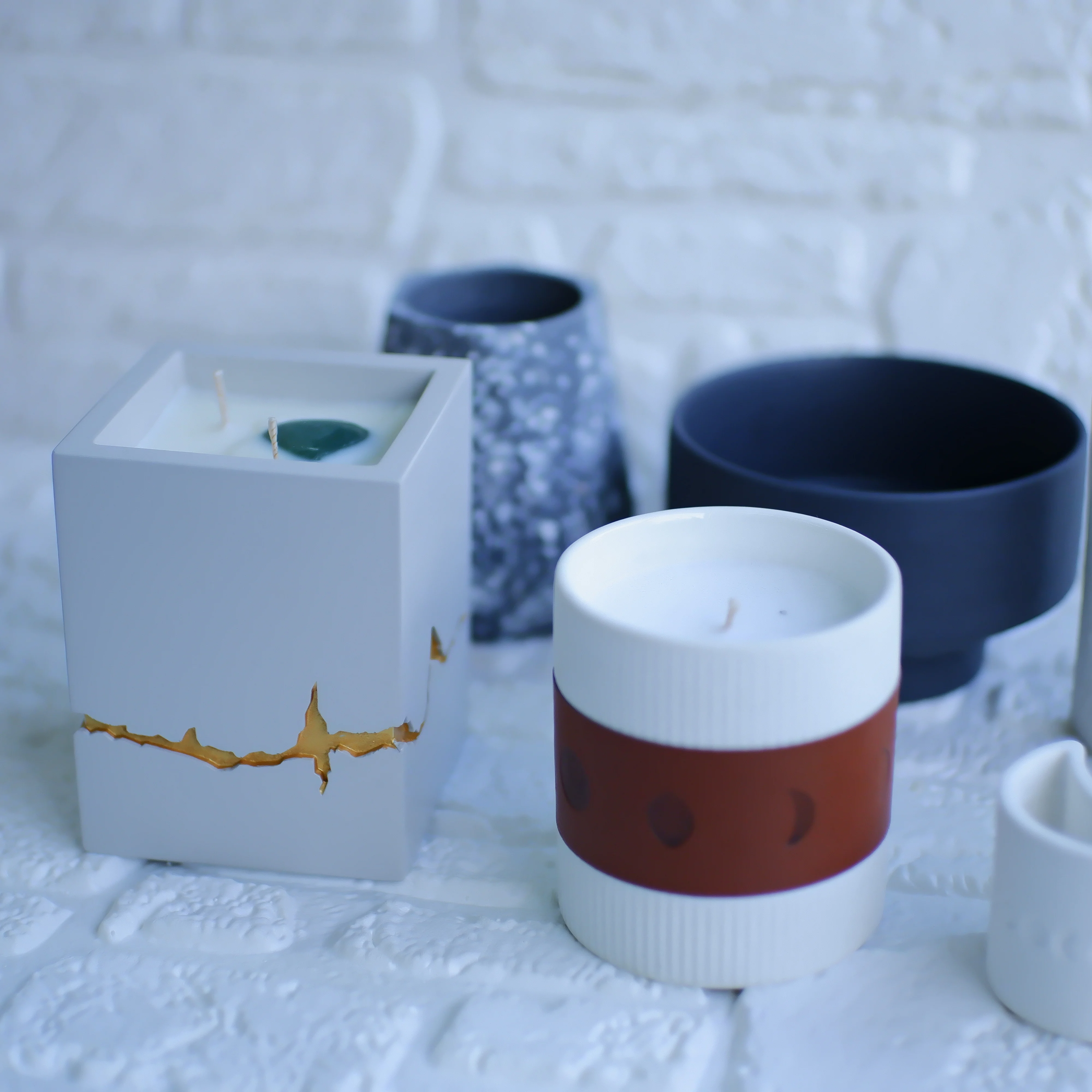 Wholesale Customized Gift Box Relax Harmless Organic Aromatherapy Soy Coconut Wax Yoga Mediation Cement Scented Candle