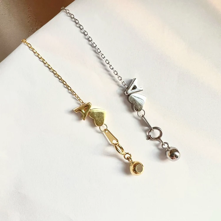 Fashion 925 Sterling Silver 26 Letter A-Z Alphabet Love Heart Necklace