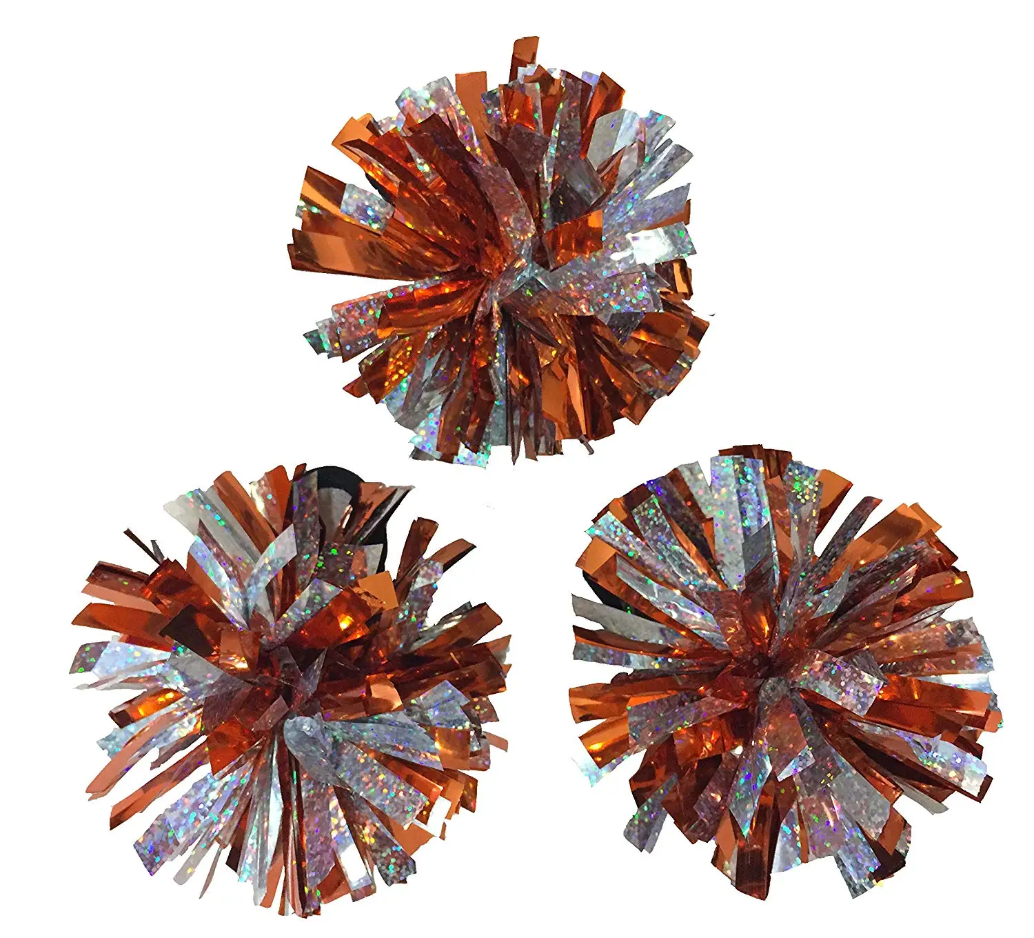 2 inch diameter small hair  pom poms metallic cheerleading with elastic