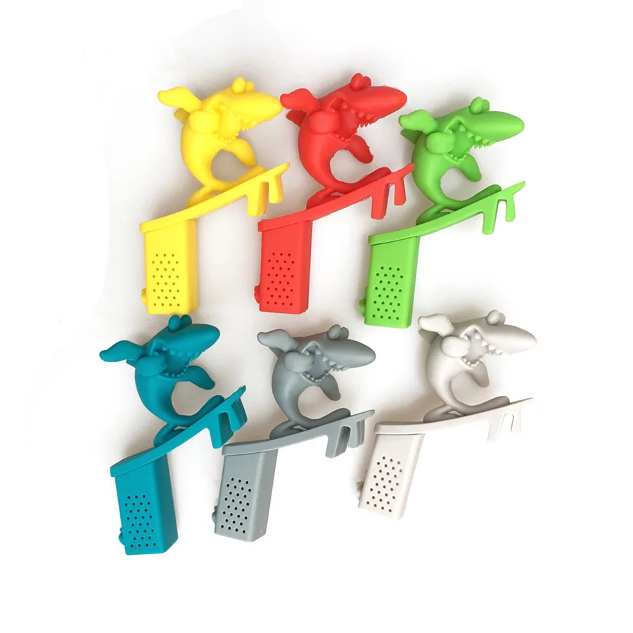 Лидер продаж на Amazon, ситечко для чая в виде акулы, силиконовый ситечко для заваривания еды от производителя