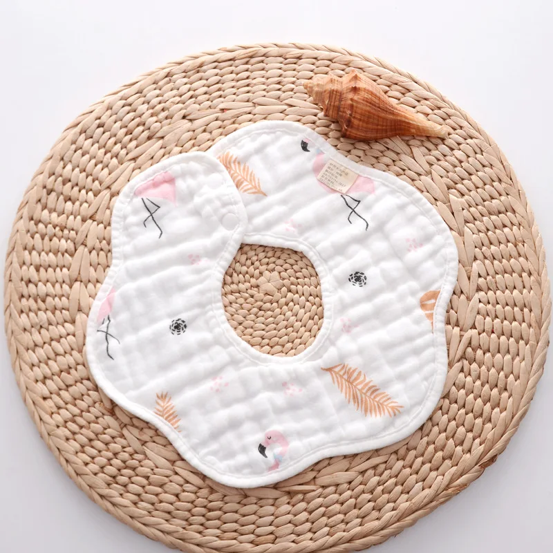 
Hot Sale Baby Petal Bib 360 Degree Rotating Absorbent Bib Six Layer Cotton Gauze Bib Maternal And Child Supplies Saliva Towel 