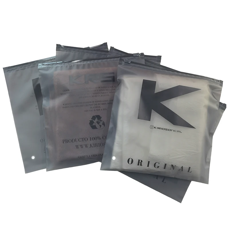 wholesale plastic T Shirt bags Clothes Frosted Biodegradable Zip Lock Self Sealing Bag packaging and printing custom logo