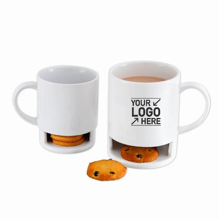 Customized 230ml/305ml Biscuit Ceramic Mug Breakfast Cookie Ceramic Mug Personalized Biscuit White Ceramic Coffee Mugs