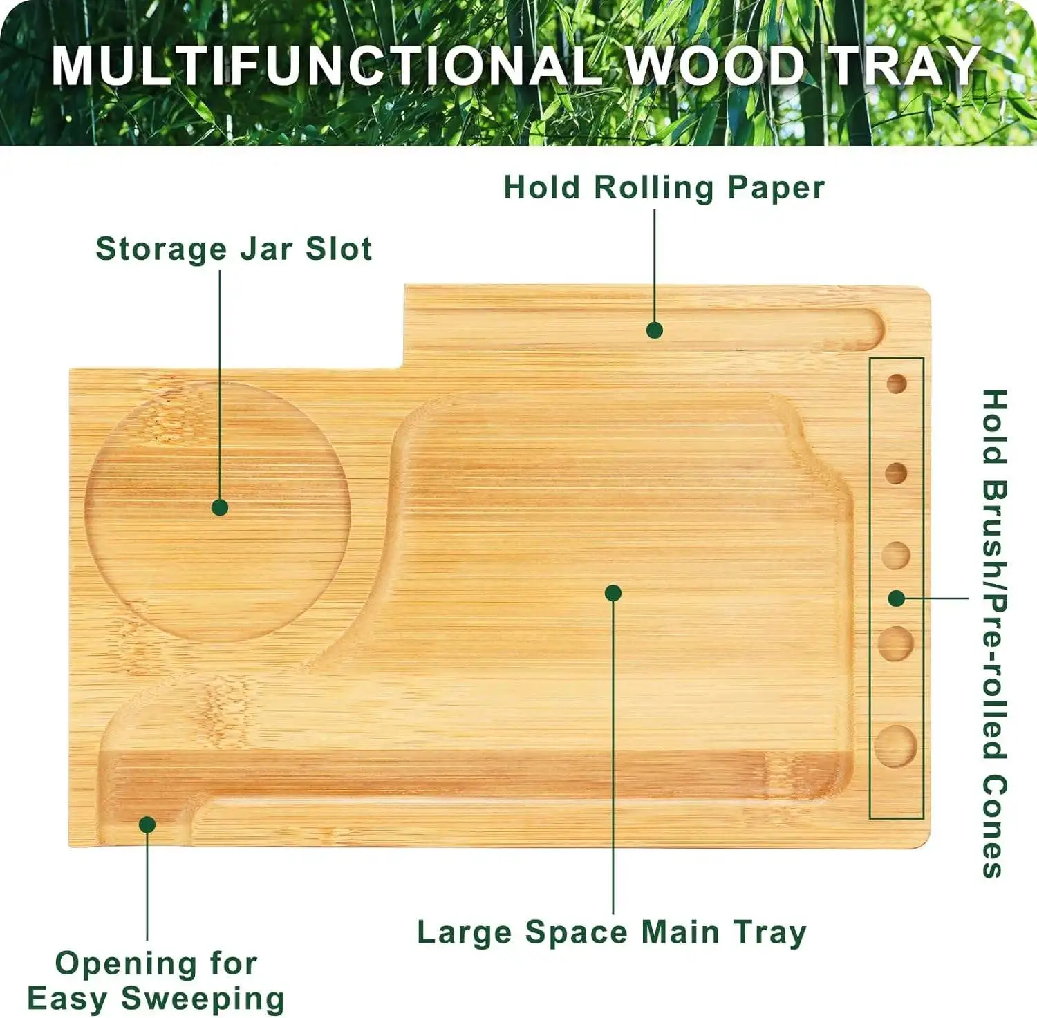Bamboo Stash Box Jar, Rolling Tray with Combination Lock Decorative Wood Herb Stash box with Smoke Accessories