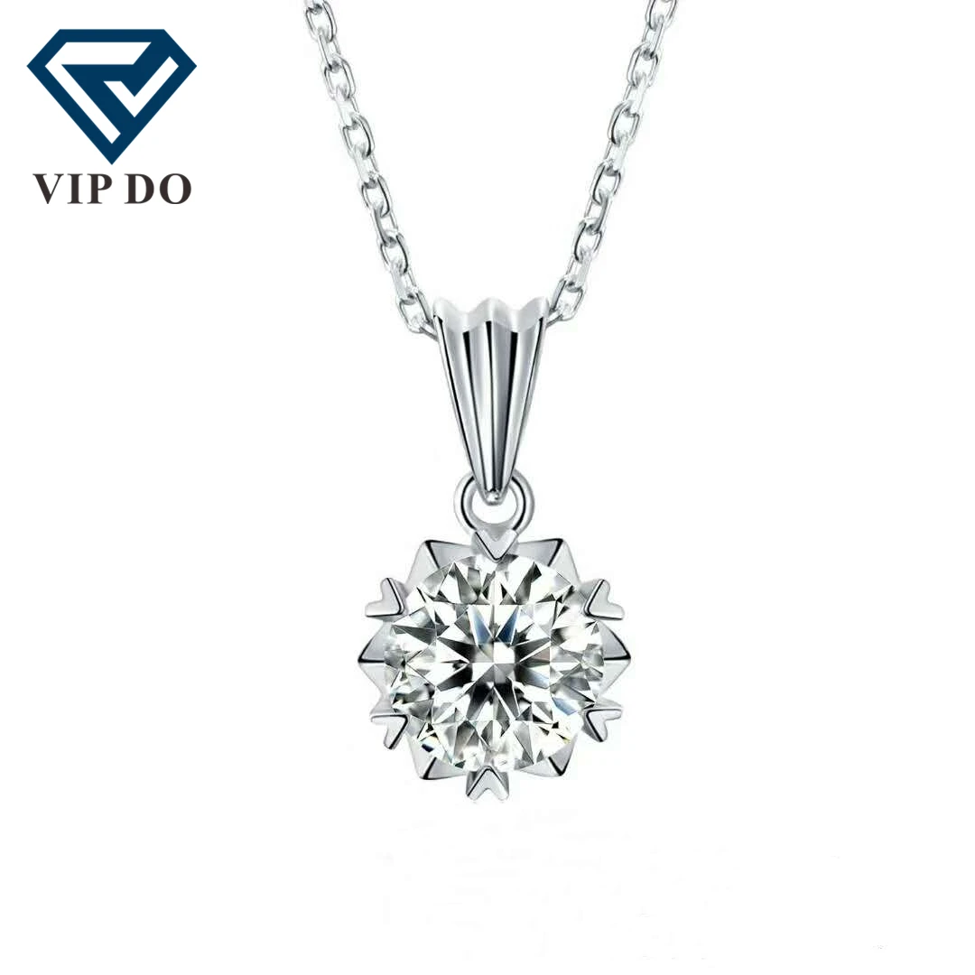 Оптовая продажа S925 стерлингового серебра установка круглой бриллиантовой огранки синтетический бриллиант женское ожерелье Мода Стиль Кулон