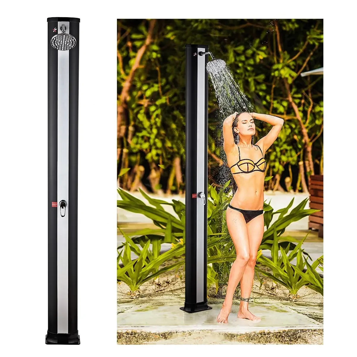 KANGRUN 2024 Oval design silver color 40L garden pool sunny solar outdoor shower for swimming pool and garden