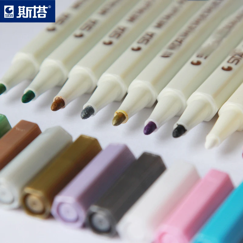 STA 6551 - 10 colours water based cheap promo multi color metallic graffiti marker pen set