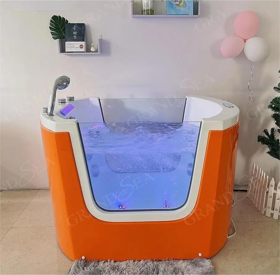 2024 New Baby Massage Bathtub Set Indoor Freestanding Newborn Ozone Bubble Bathtub with LED Light Multifunctional Spa Massage