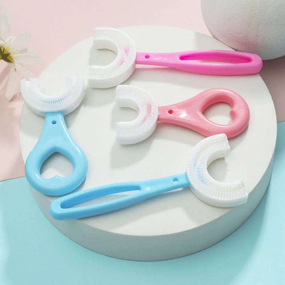 Kids U- Shaped Toothbrush, Manual Toothbrush Oral Cleaning Tools for Children Training Teeth Cleaning Whole Mouth Toothbrush