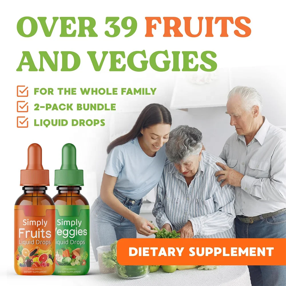 Fruit and Vegetable Liquid Drops Made with Whole Food Superfoods Fruit and Veggie Drop For Digestion and Dietary Supply