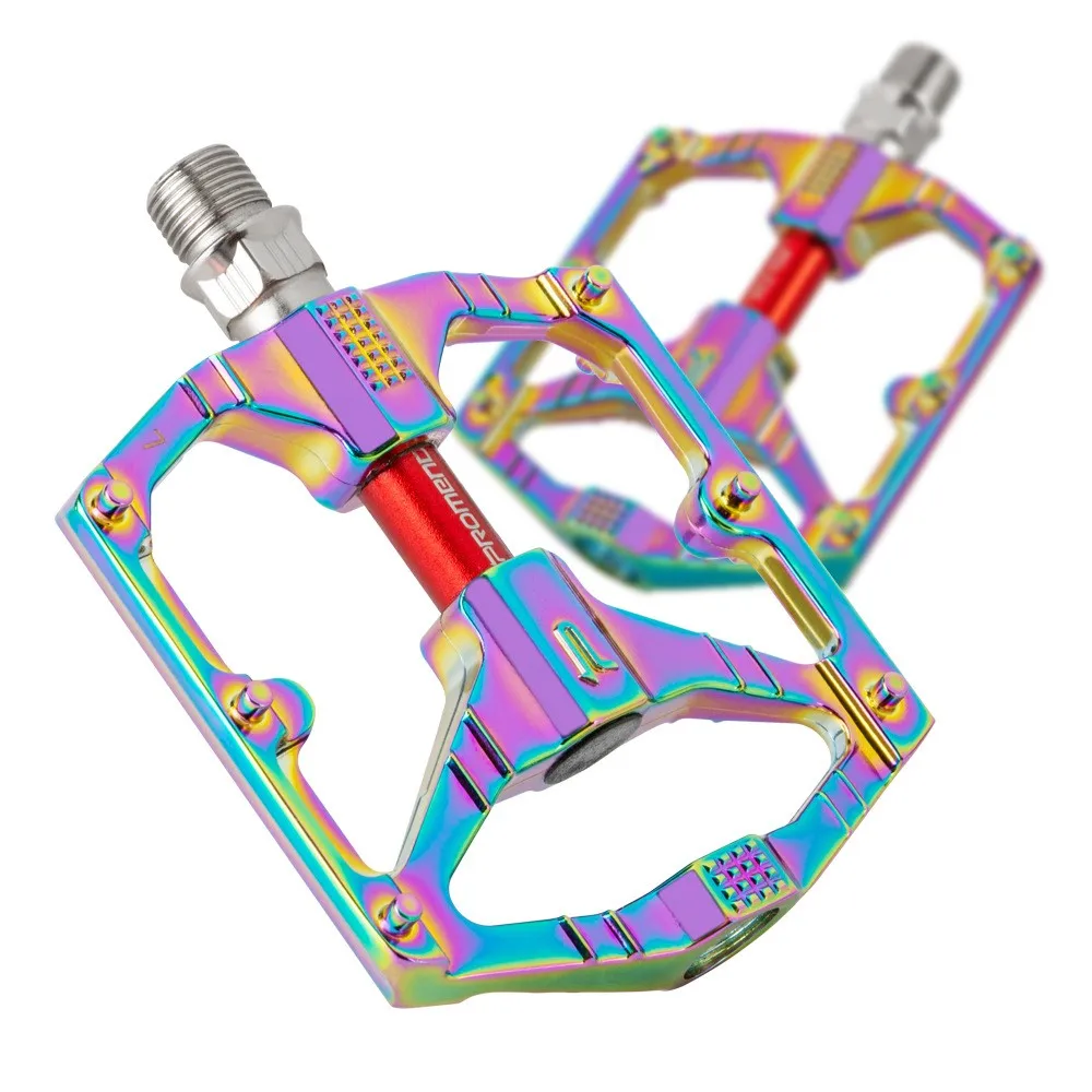 Promend 2024Newest Big Size Mtb Bike Pedal Colorful Rainbow Aluminum Alloy BIke Pedal Bestquality Durable Mountain Bicycle Pedal