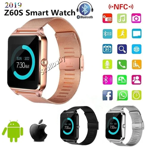 2021 Dropshipping  Amazon phone touch screen BT relojes inteligentes Z60 smart watch bracelet with camera support Sim TF